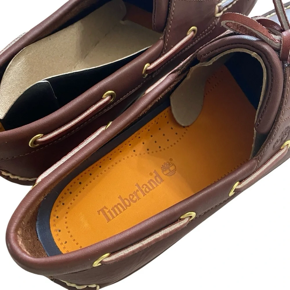Timberland Brown Leather Boat Shoes with Moccasin Construction